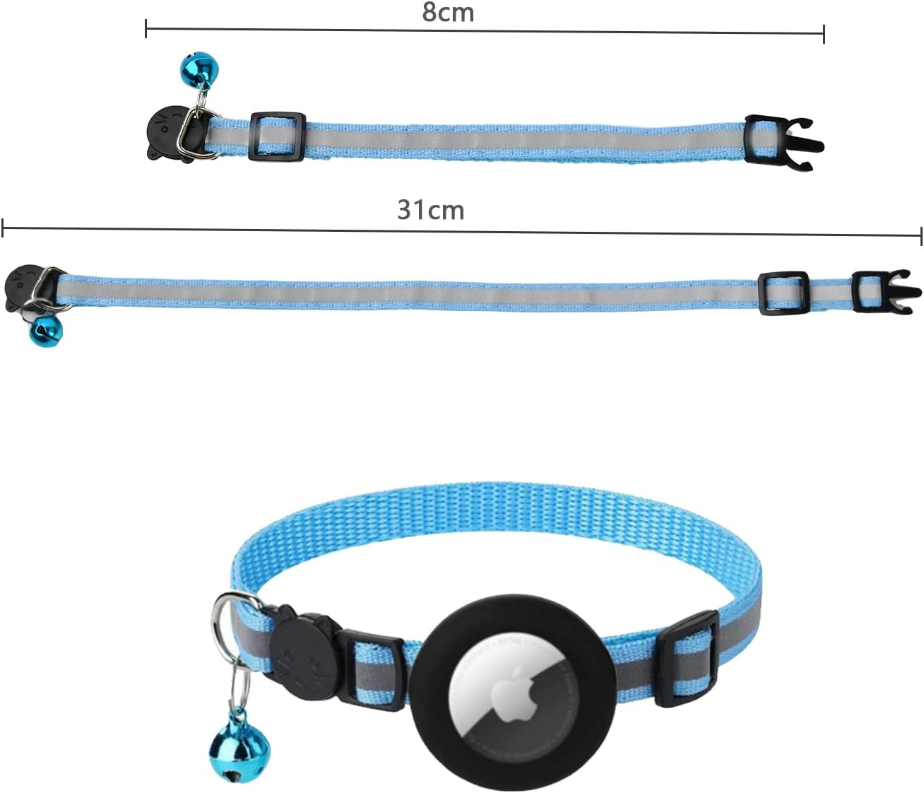 Airtag Cat Collar Breakaway, Reflective Kitten Collar with Apple Air Tag Holder and Bell for Girl Boy Cats image number 1