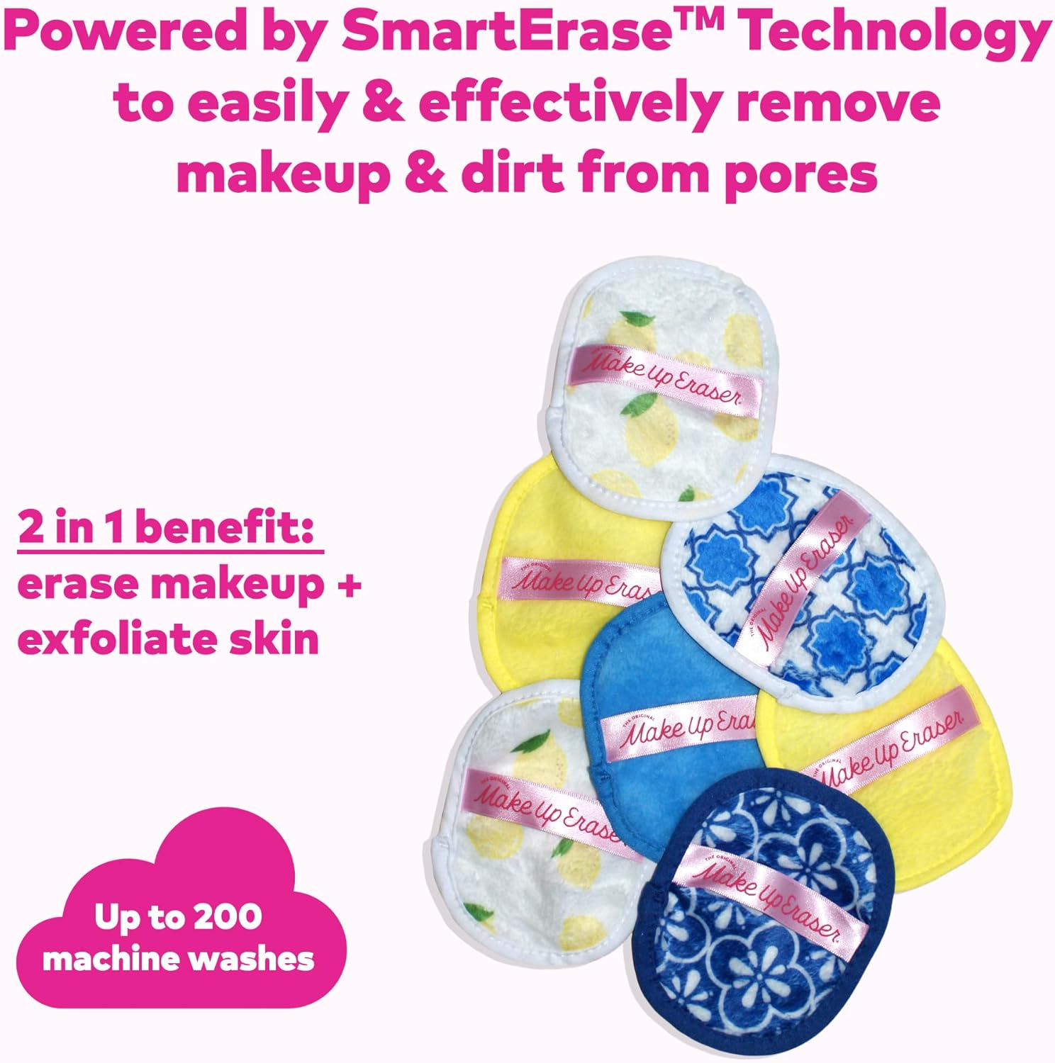 The Original Makeup Eraser, 7-Day Set, Erase All Makeup with Just Water, Including Waterproof Mascara, Eyeliner, Foundation, Lipstick, Sunscreen, and More! Limoncello, 7Ct.