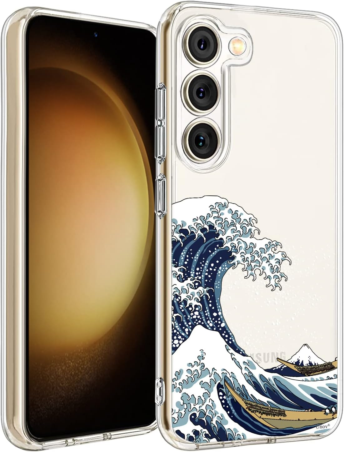 Unov Case Compatible with Galaxy S23 Case Clear with Design Soft TPU Shock Absorption Slim Embossed Pattern Protective 6.1 Inch (Flower Bouquet)