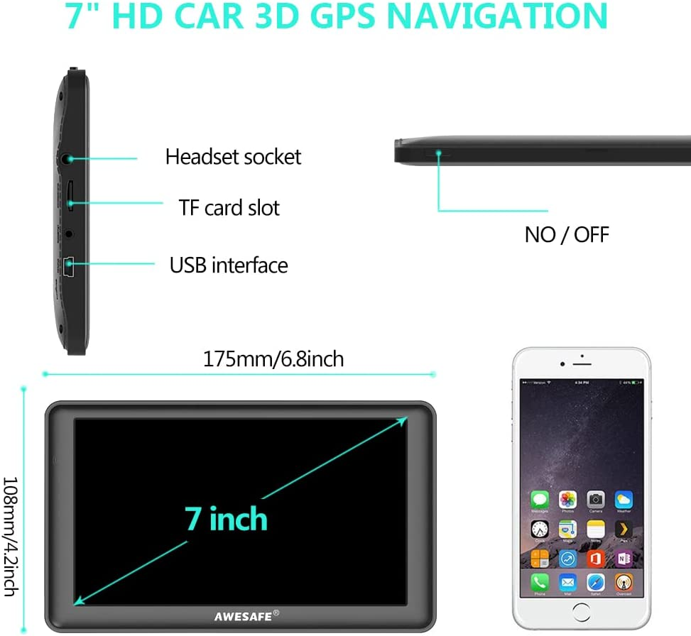 7 Inch Bluetooth GPS Navigation for Car Australia with Reversing Camera Car Truck Lorry Sat Nav Lifetime Maps Update for Free image number 5