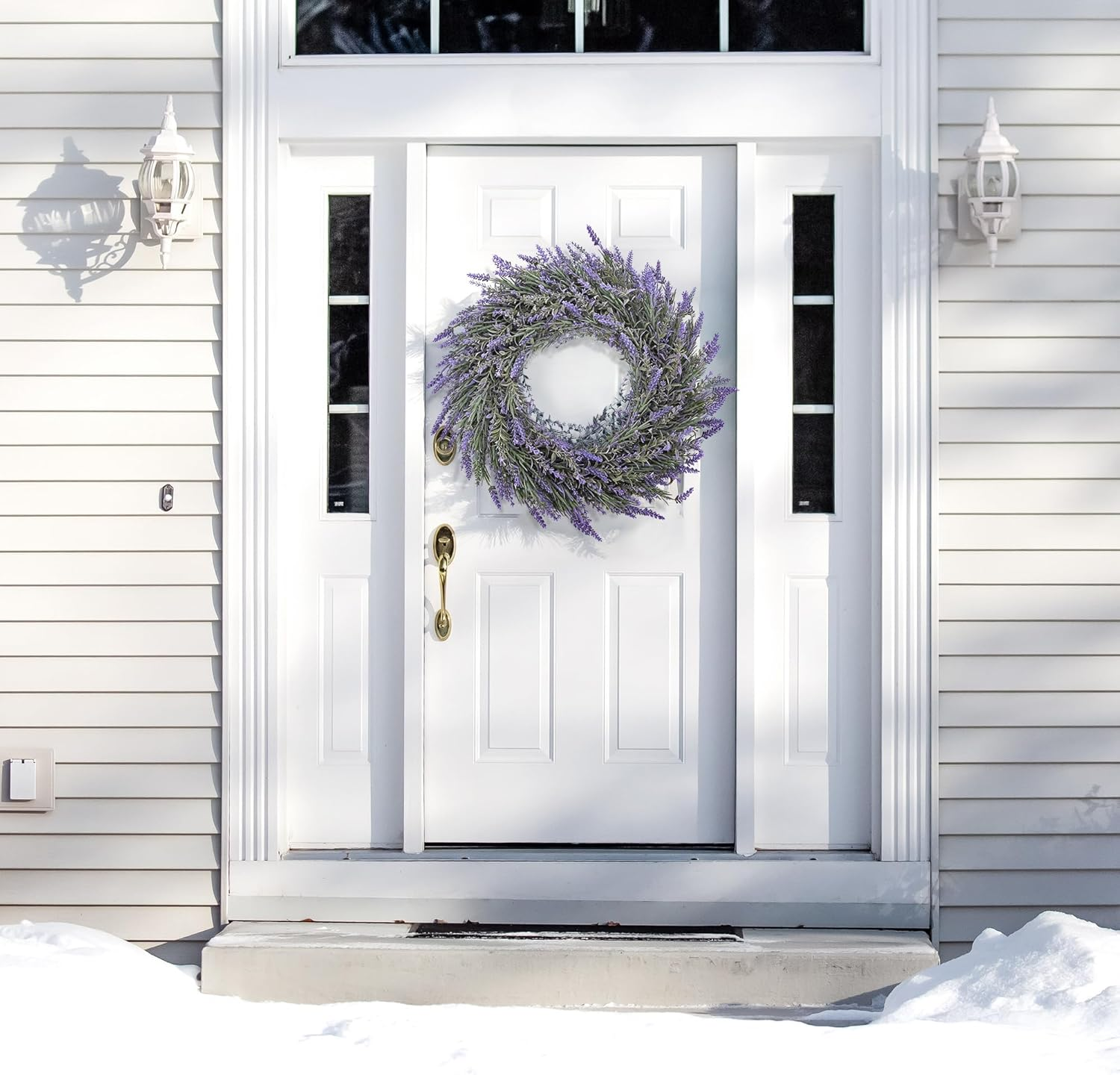 DDHS Lavender Wreath for Front Door, 18" Artificial Farmhouse Wreaths for Wall Window Party Wedding Decor Indoor Outdoor image number 2