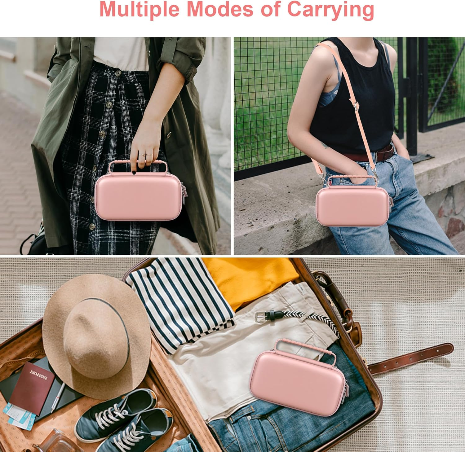 Canboc 4K Digital Camera Case for Oiadek/Vjianger/Hicshon/Vetek 4K Vlogging Camera, Vlogging Camera Bag with Removable Shoulder Strap, Mesh Pocket Fit Lens, Battery, Cable, Rose Gold (Case Only) image number 3