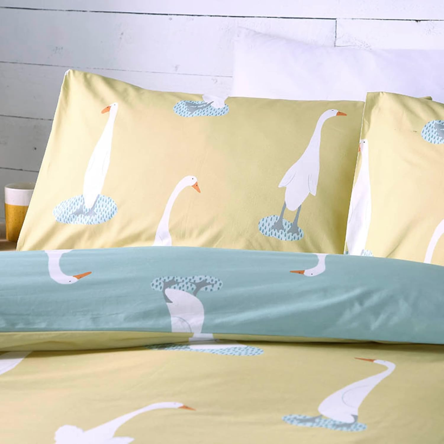 Fusion - Puddles the Duck - Reversible Duvet Cover Set - Double Bed Size in Yellow image number 1