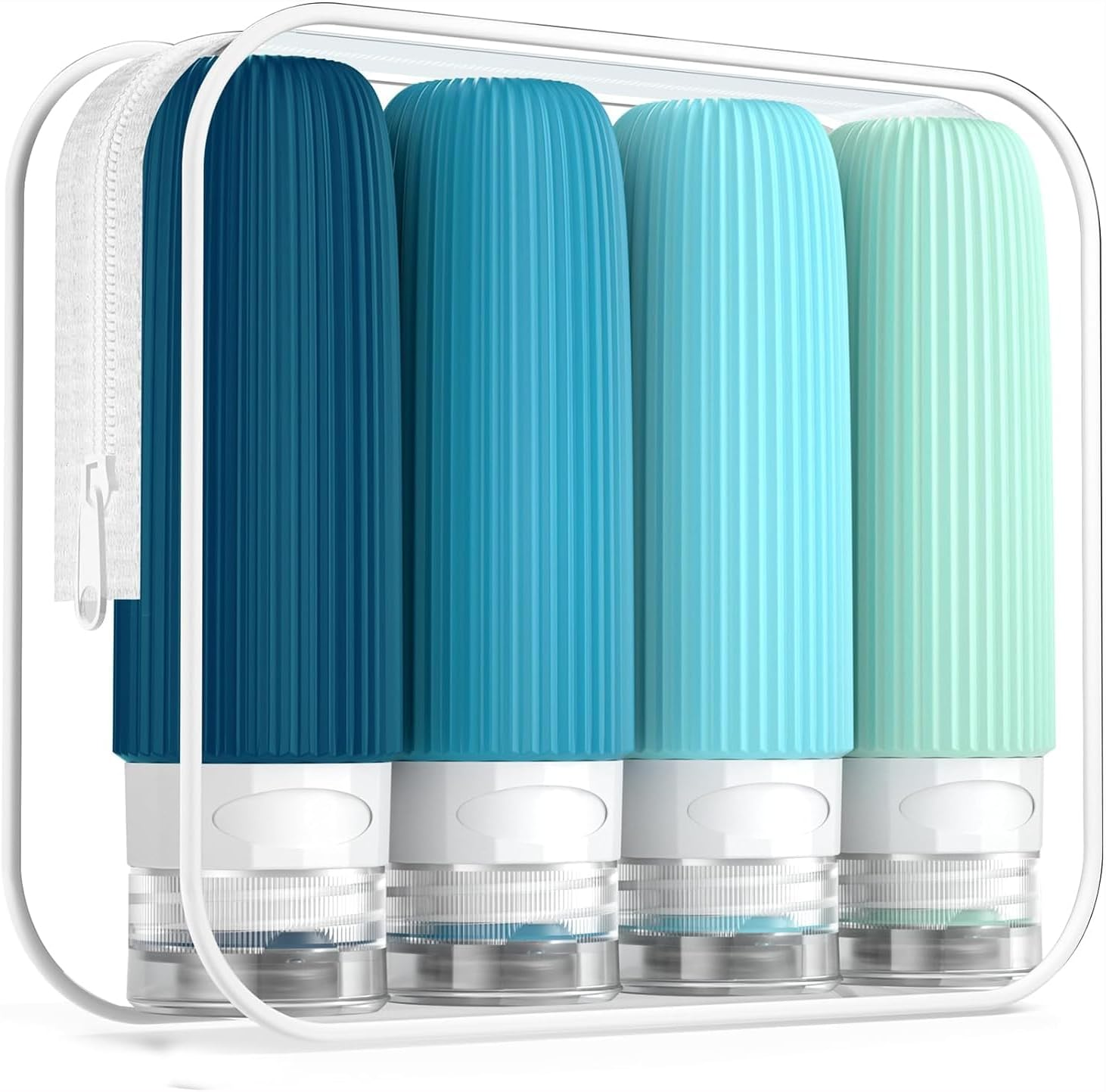 Mumoo Bear Travel Bottles for Toiletries, Tsa Approved 3Oz Portable Travel Bottles, BPA Free Leak Proof Squeezable Silicone Travel Size Containers, Travel Accessories with Clear Toiletry Bag (Style 5)