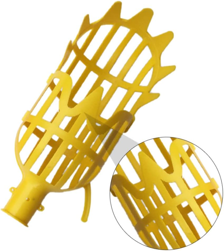 Yardenfun 2 Pcs Telescoping Fruit Picker Tool High Fruit Pole with Basket S Orange Yellow for Easy Harvesting of Oranges Mangoes and More