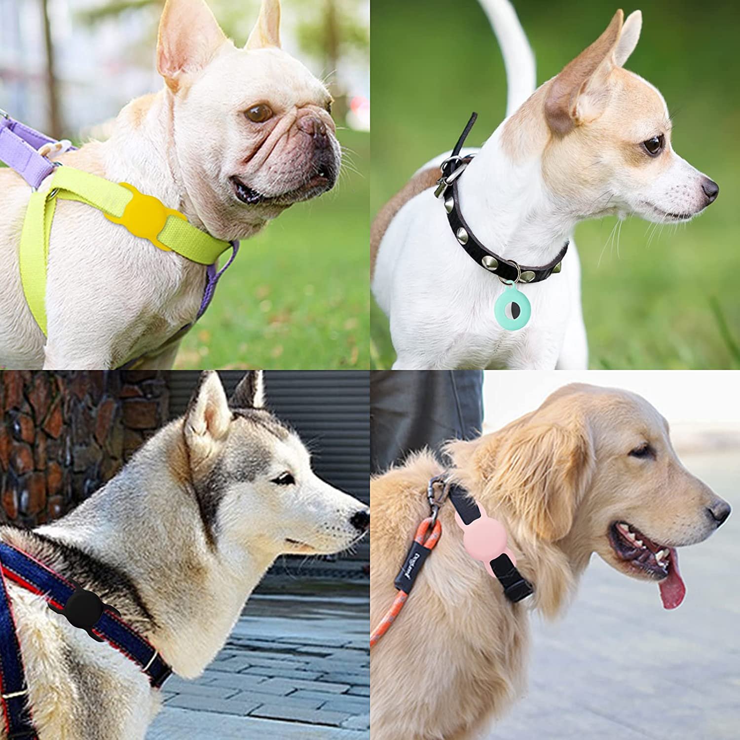 Puppydoggy 2 Pack Silicone Dog Collar Tag Holder Suitable for Airtag, Dog Cat Tracker Case Waterproof, Scratch-Resistant, Anti-Lost & 1 Pack Keychain Holder Case for Bag, Suitcase (Small, Black) image number 3