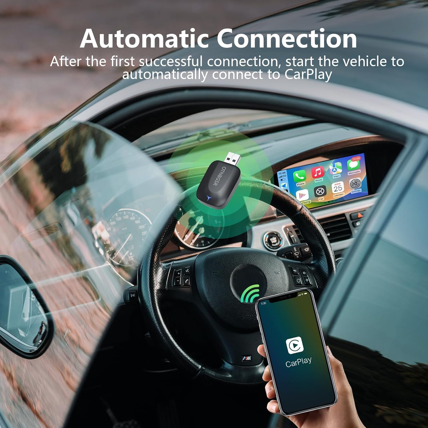 Wireless Carplay Adapter for Iphone,Converts Wired Carplay to Wireless, Retains Stock Controls, Supports Online Updates, Plug-And-Play, Compatible with Cars from 2014 Onward (DS8 POR) image number 2