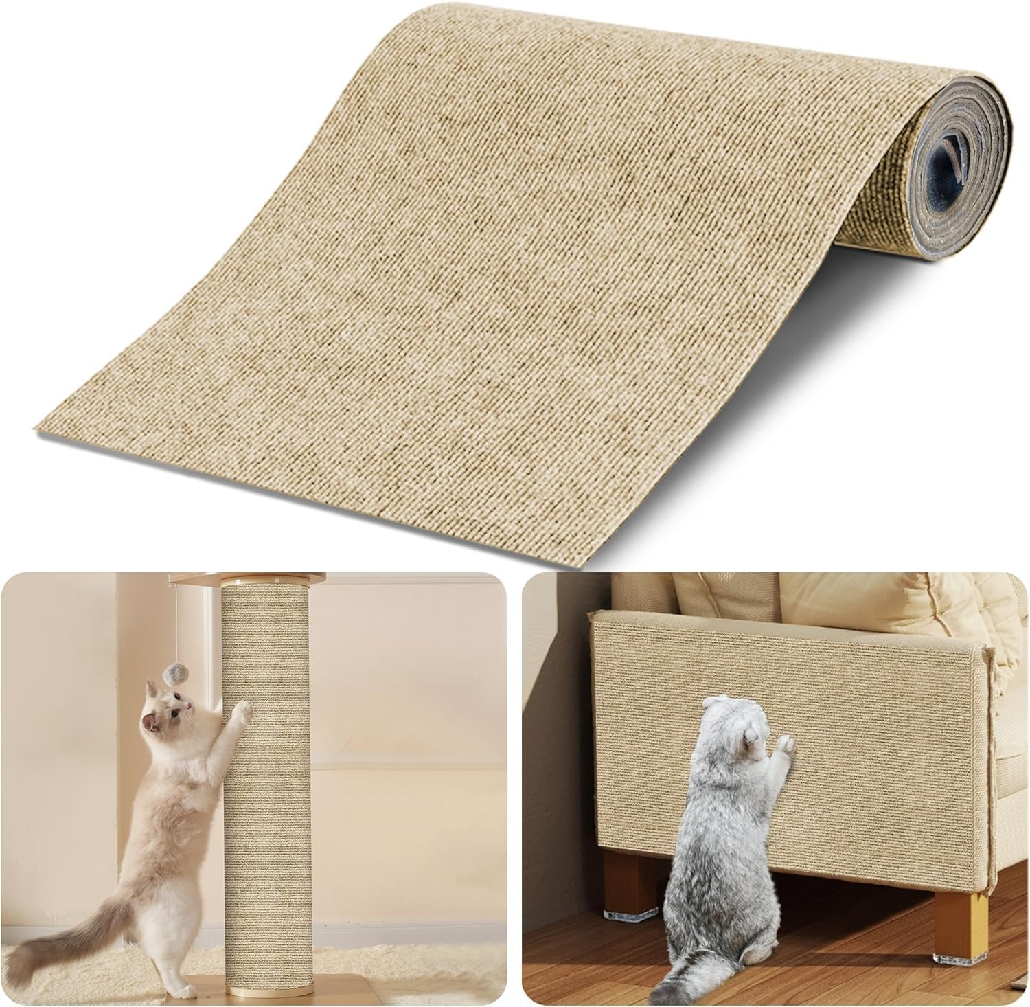 200 Cm X 40 Cm Self-Adhesive Cat Scratching Mat, DIY Trimmable Scratching Board for Cats, Cat Scratching Mat, Scratch Protection Sofa Cat, Scratching Mat, Self-Adhesive for Wall (Khkai) image number 2
