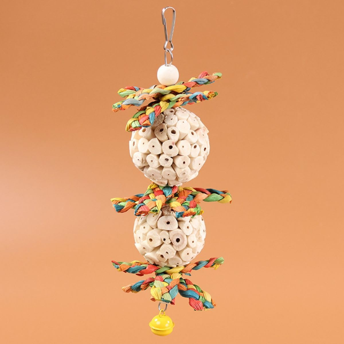 Bird Toys Conure Toys Hanging Natural Soft Sola Ball Natural Corn Husk Beak Chew Shred Colorful Forage Toys for Parrots, Cockatiel, Conure, Love Birds,Parakeets,Budgie and Other Small Birds (L) image number 5