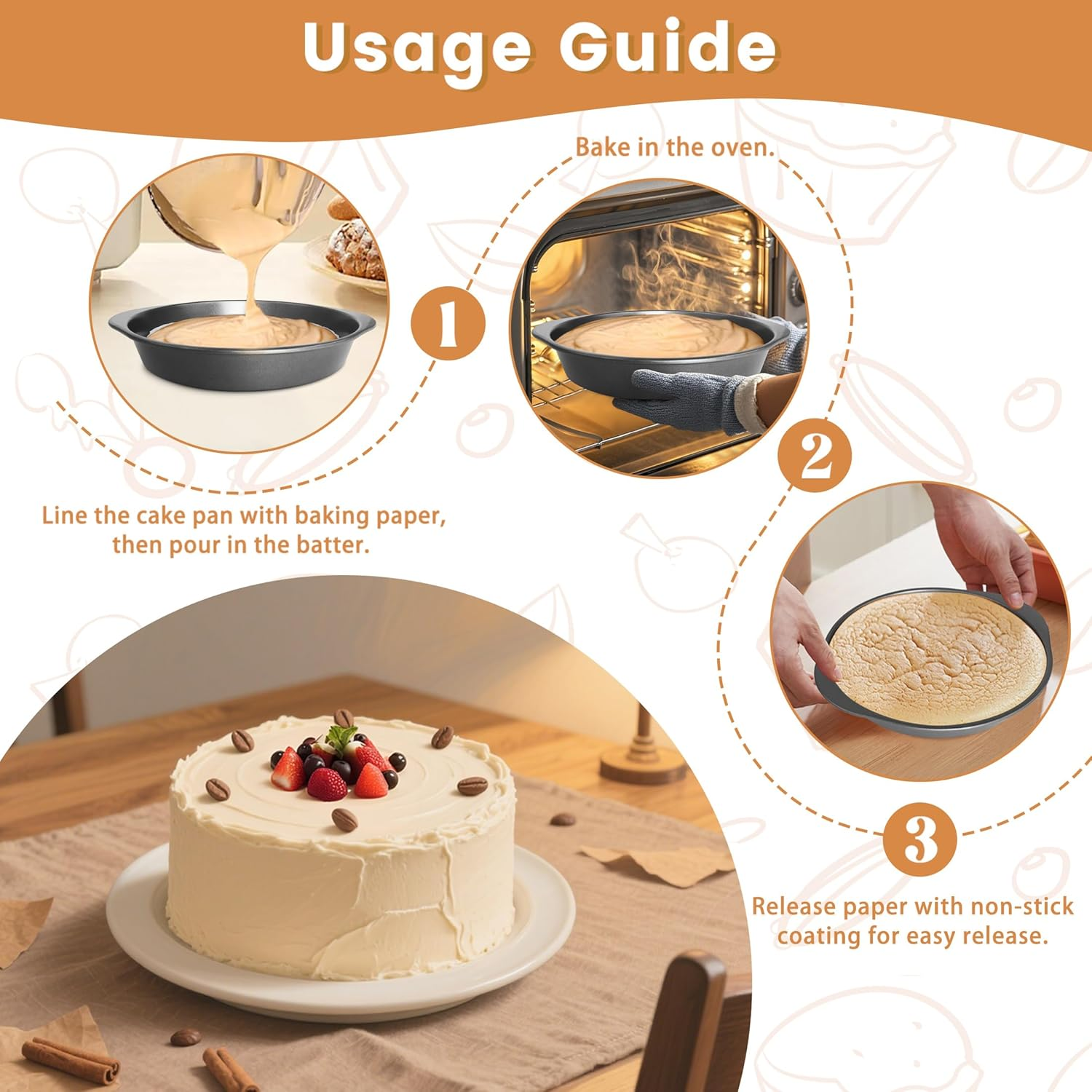 BEWOS 9 Inch Cake Pan Set