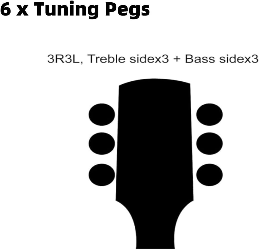 Jindizi 6 Pieces Semi-Closed Guitar String Tuning Pegs Tuner Machine Heads Knobs Tuning Keys for Acoustic or Electric Guitar（3L+3R /Black)