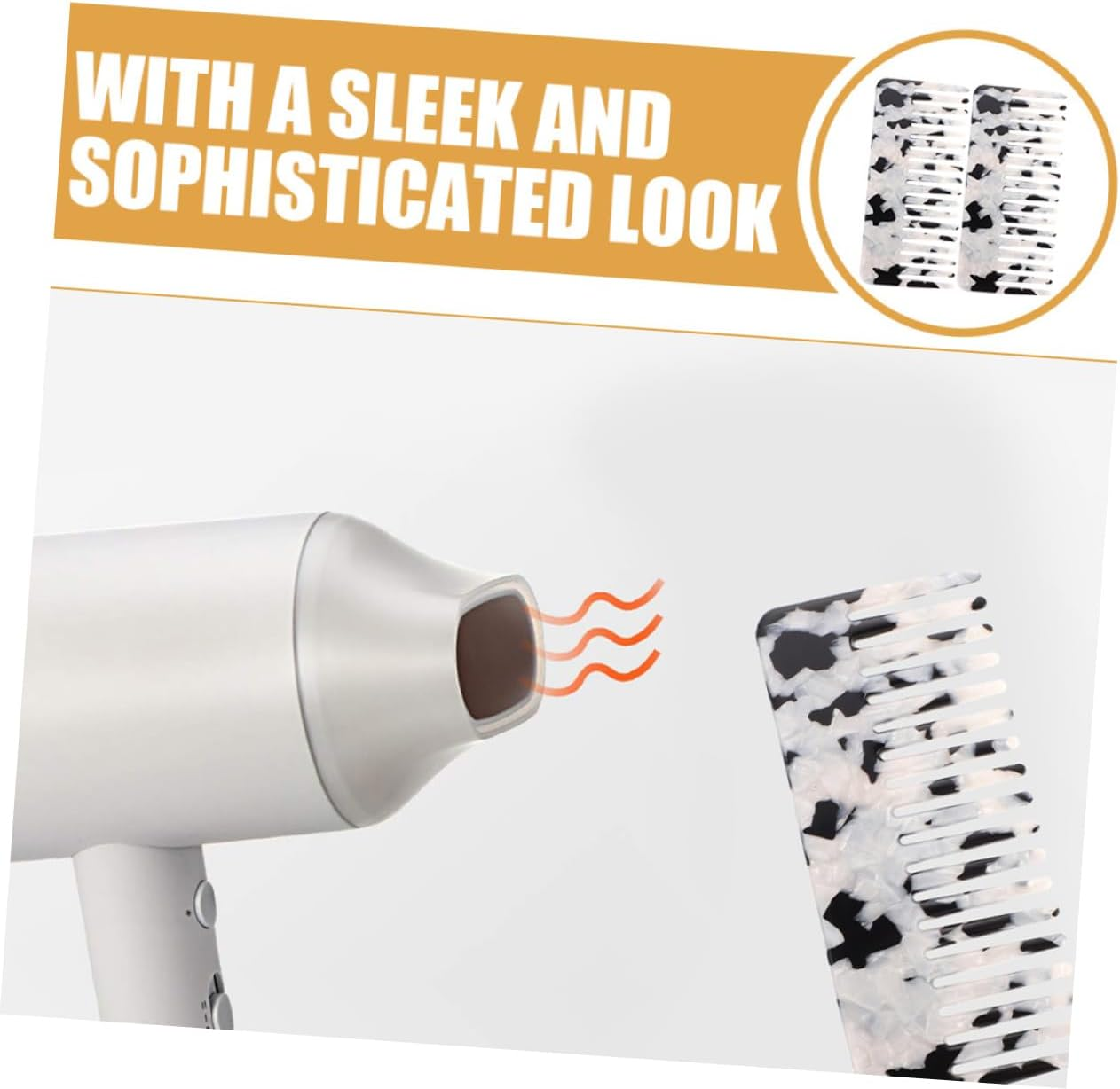 CANIGHT 2Pcs Fashionable Anti-Static Hair Combs Detangling Combs for All Hair Types Lightweight Acetate Design for Travel and Home Use image number 4