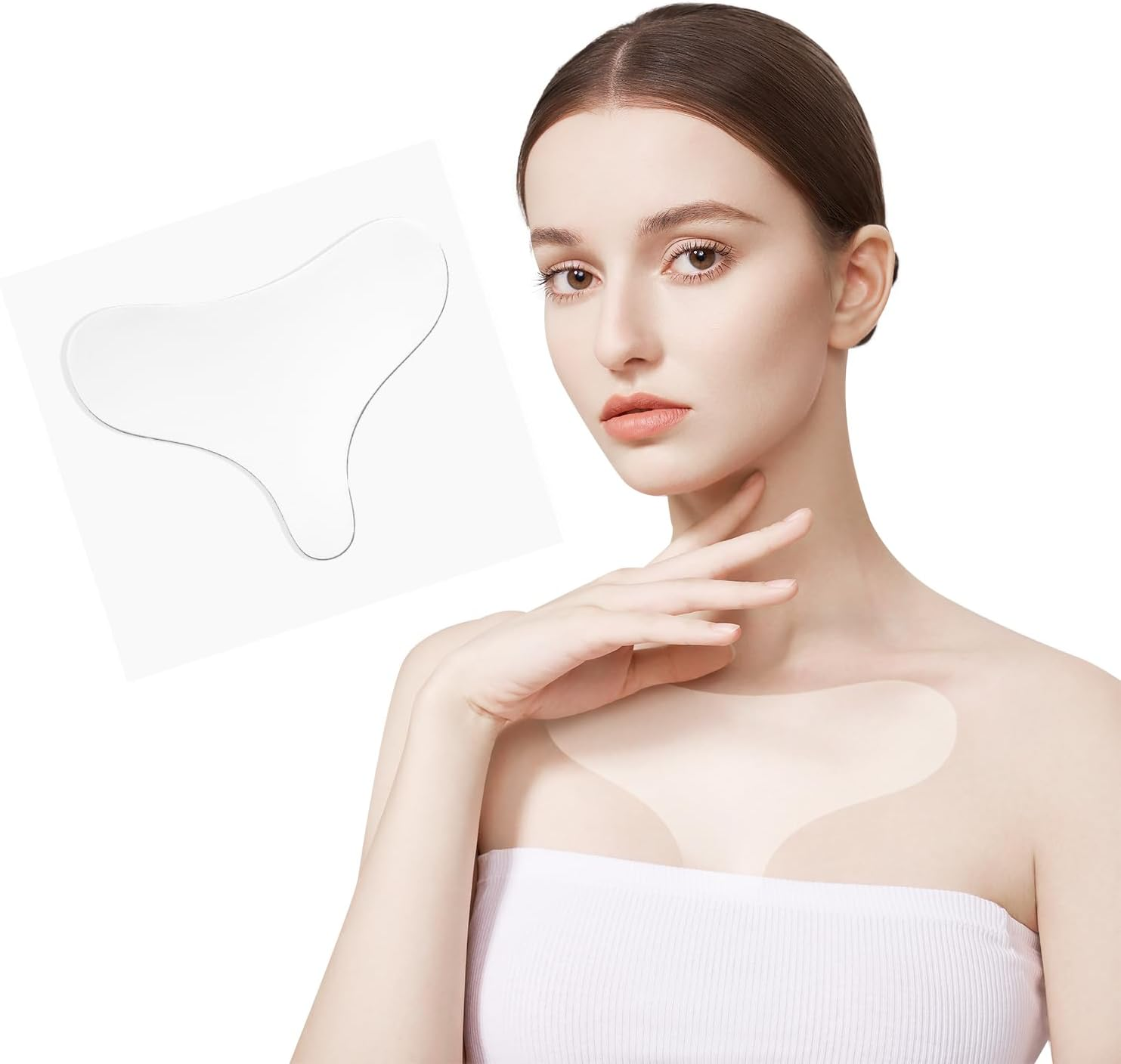 EKIND Silicone Chest Patch anti Wrinkle D&eacute;collet&eacute; Pad Reusable Self Adhesive T Shape Skin Tightening Hydrating Lift for Women (Transparent) image number 4