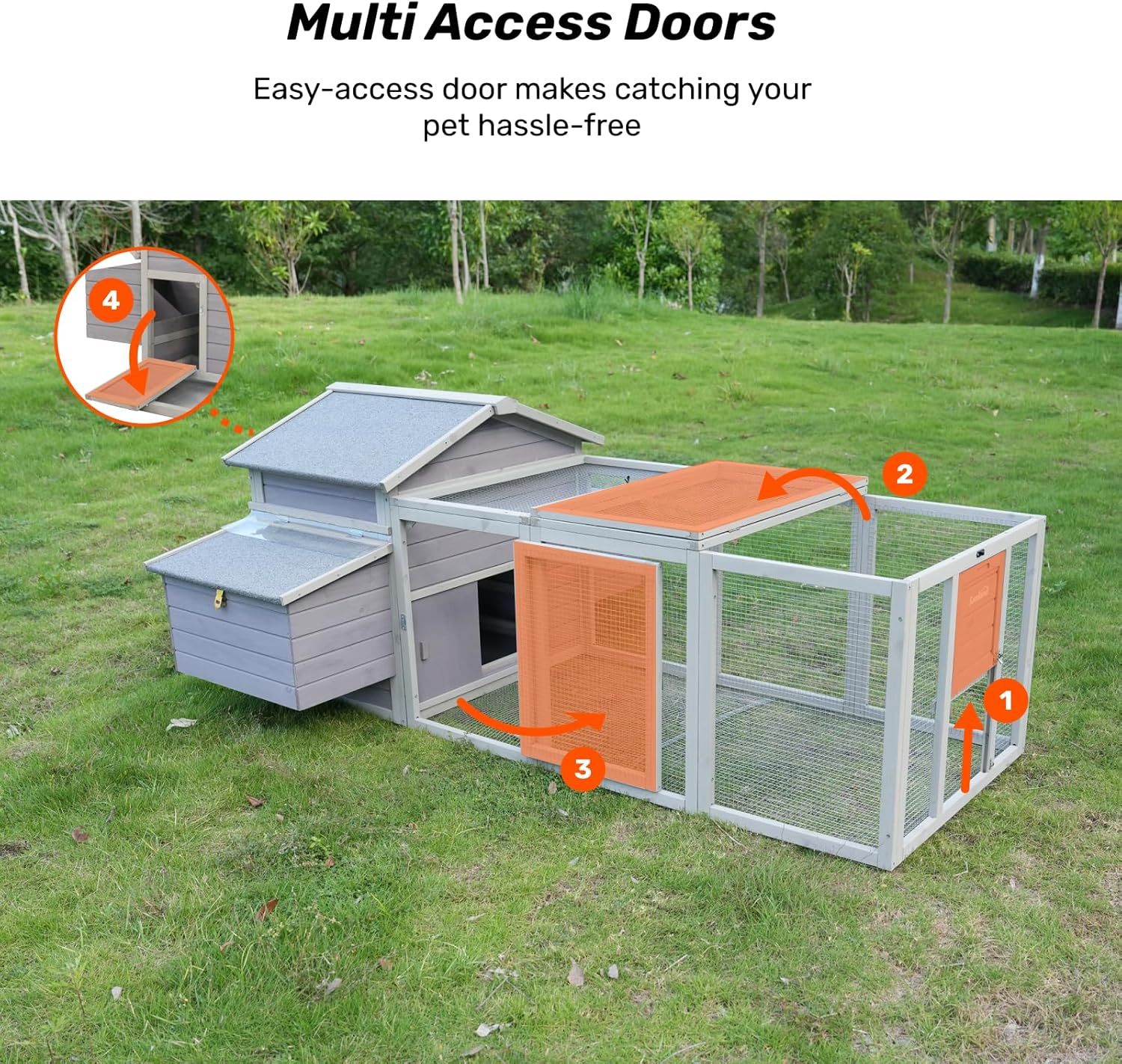 Samland Wooden Chicken Coop with Run, Outdoor Waterproof Hen House for Multiple Chickens, Durable Backyard Poultry image number 5