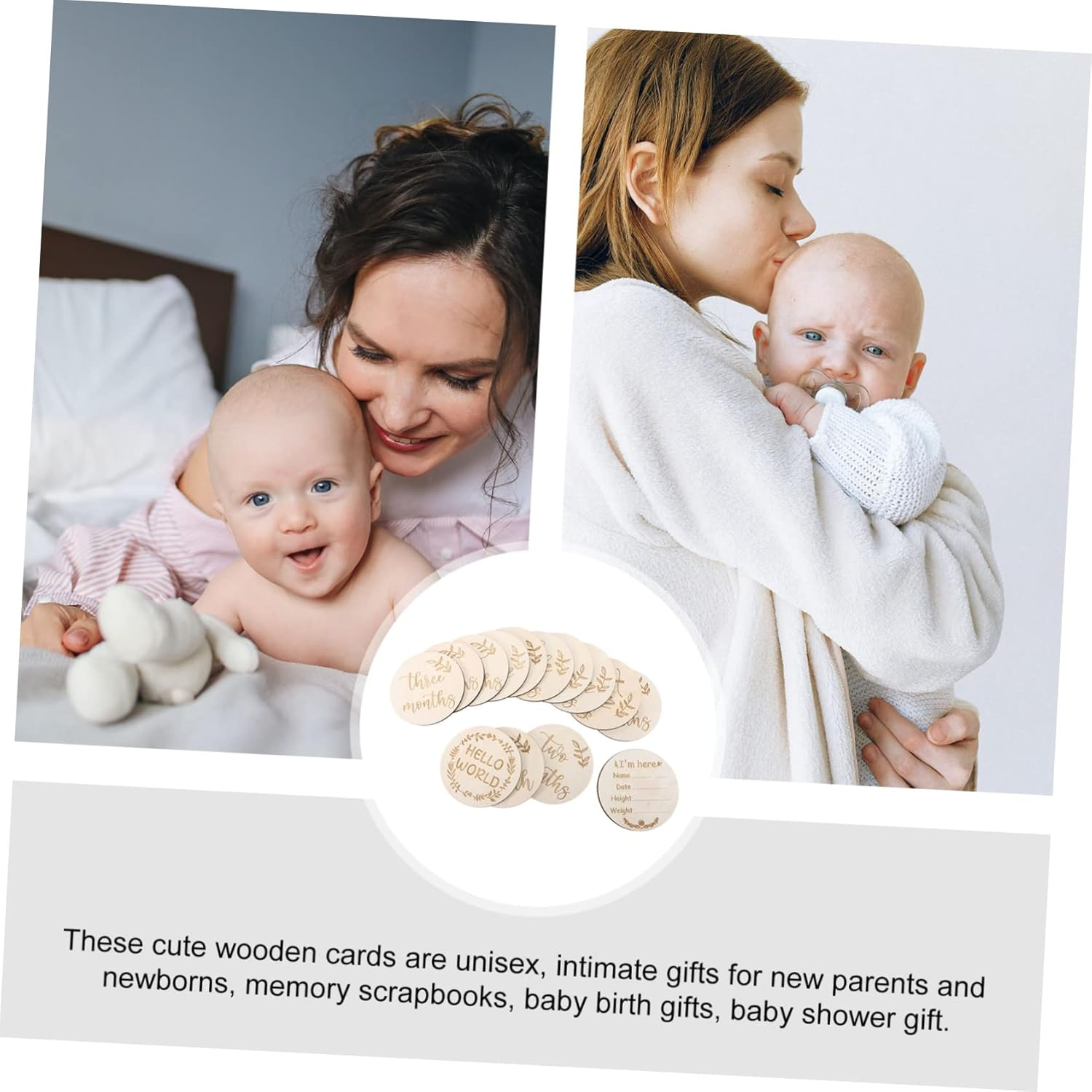 Unique Milestone Cards Growth Album Photo Props Wood Grain Greeting Cards image number 5