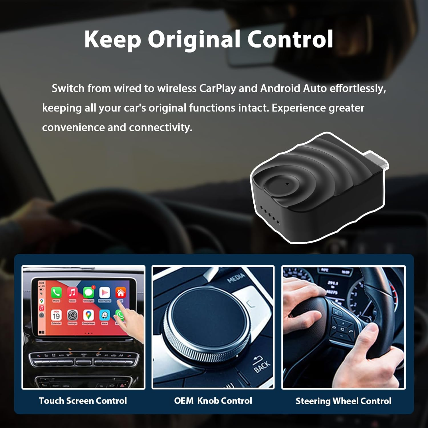 Sunweyer S21 Type-C Wireless Carplay & Android Auto Adapter - Plug & Play Dongle for Factory Wired Systems | Native Type-C Connector | Auto Connect | OTA Updates (Not for Bmw/Tesla)​ image number 1