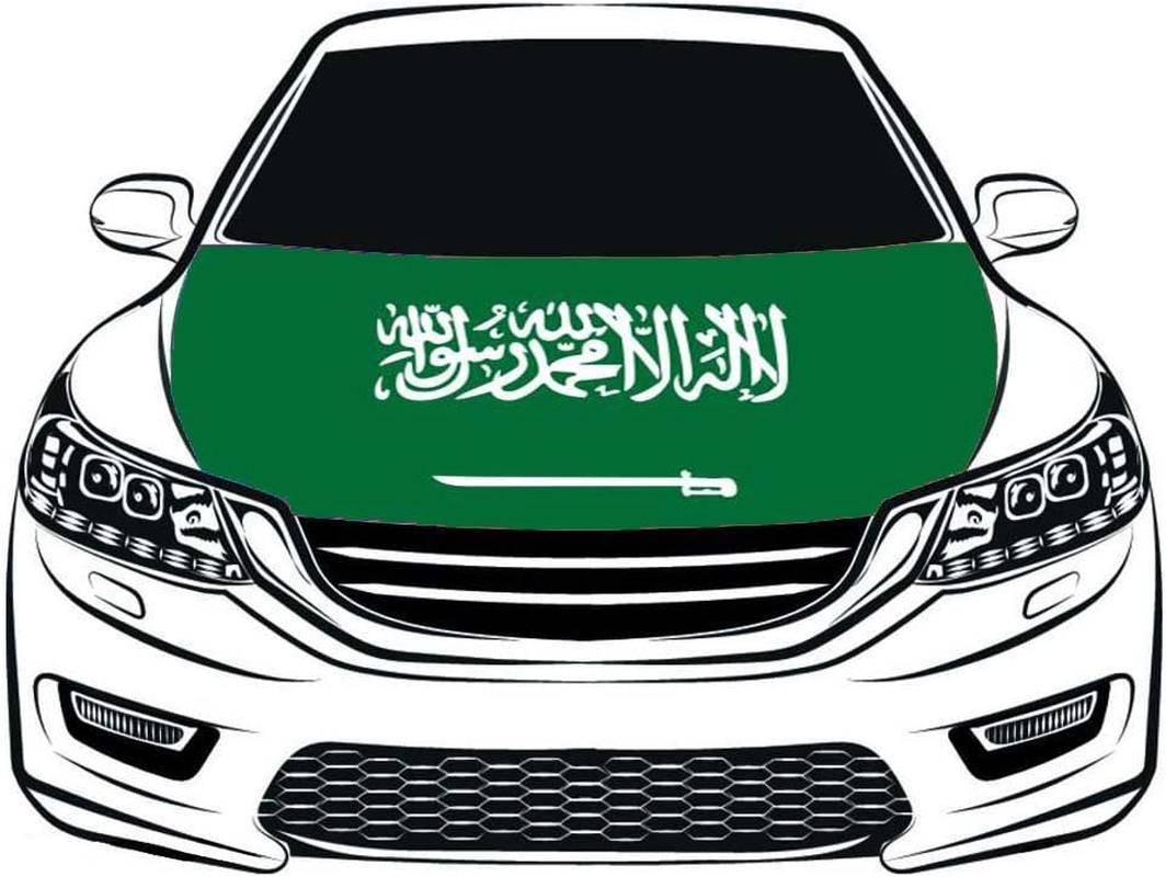 Kingdom of Saudi Arabia Flag Car Hood Cover 3.3X5FT 100% Polyester,Engine Flag，Elastic Fabrics Can Be Washed,Car Bonnet Banner image number 3