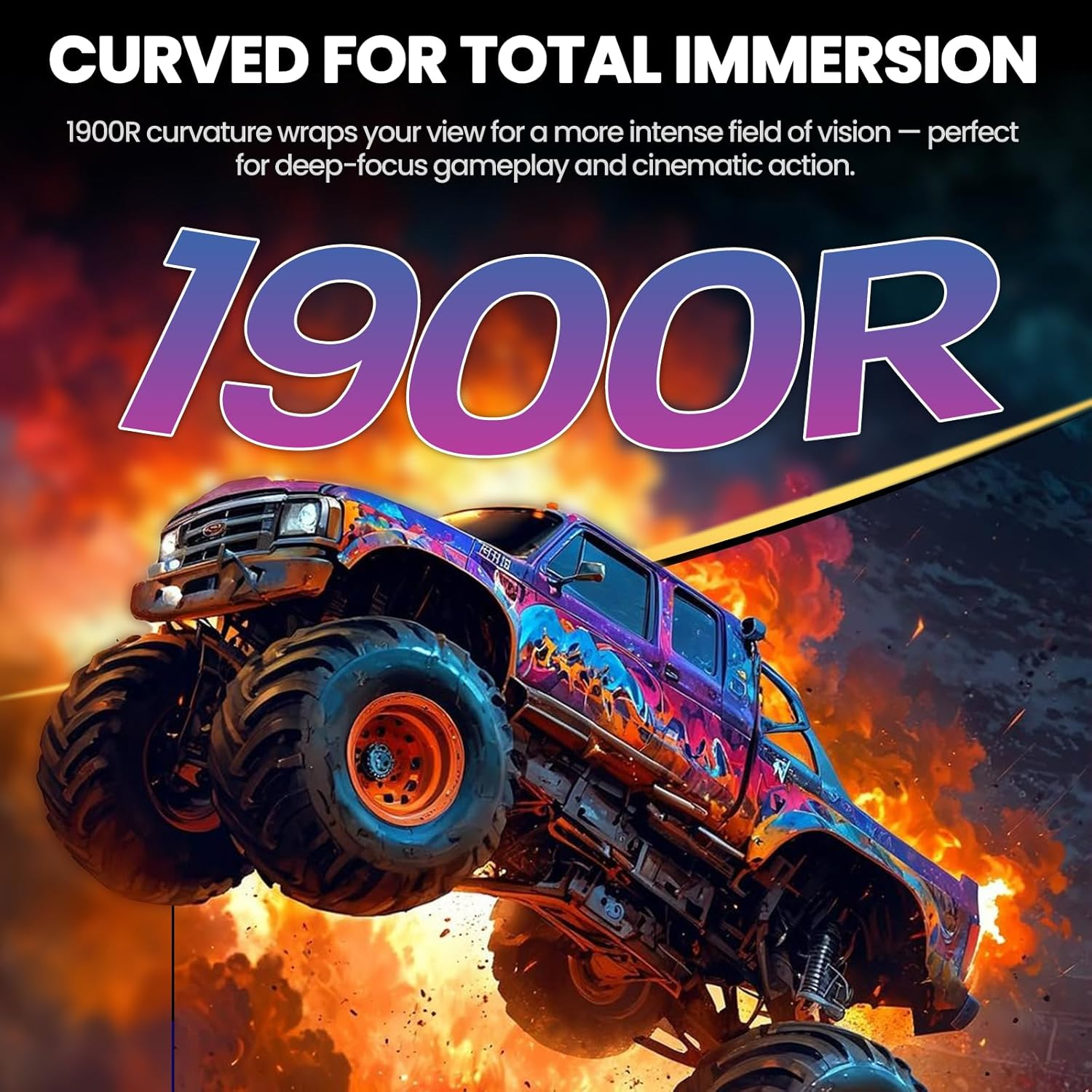 CRUA 34" Curved Gaming Monitor, WQHD(3440&times;1440), DCI-P3 98%, 1900R IPS Panel, 120Hz, 1Ms, HDR, Ambient Light, Gaming LED Light, Desk-Mounted(Hdmi 2.0/DP 1.4)- Black image number 4