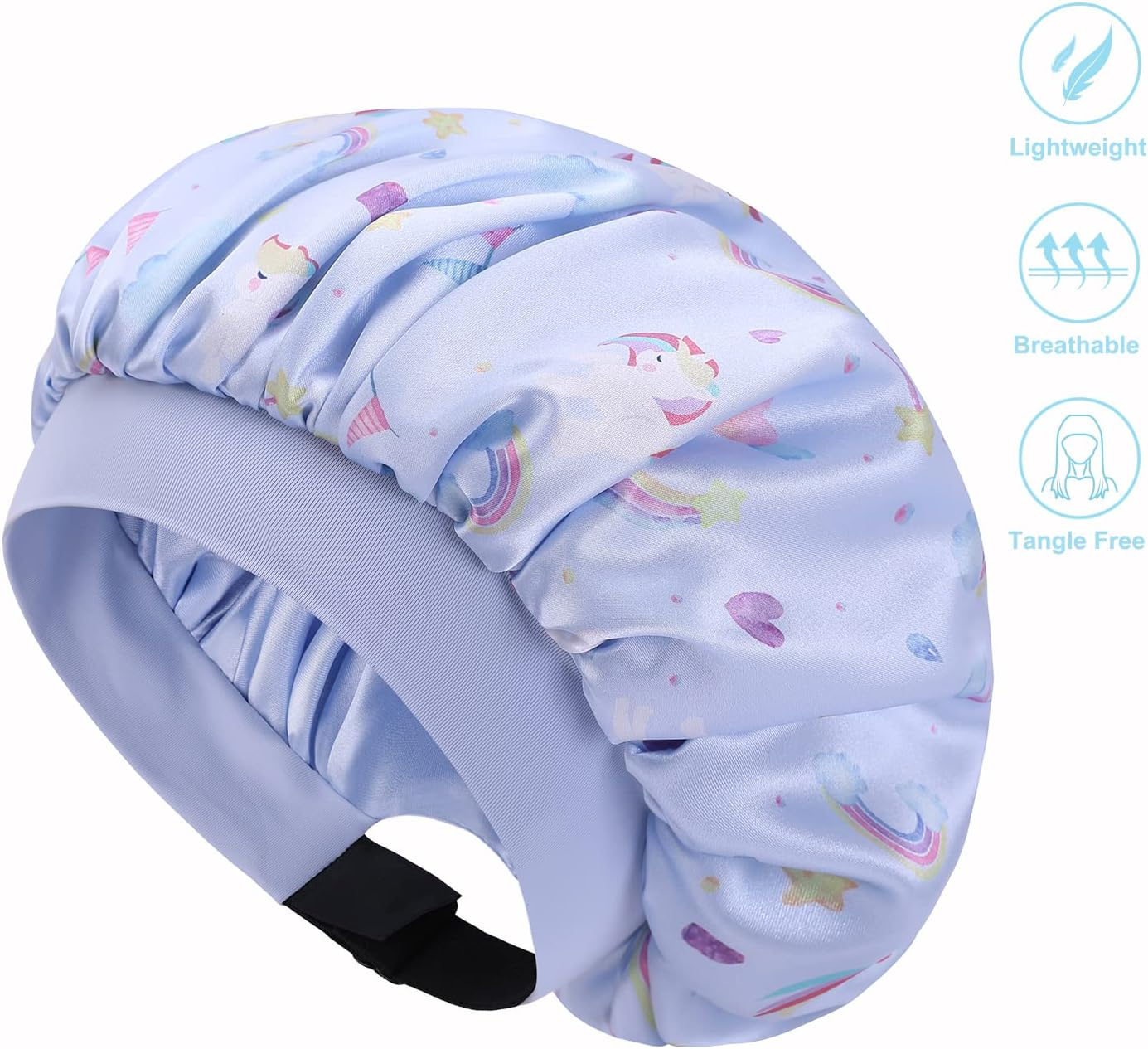 Hat Hut Kids Satin Bonnet Sleep Cap for Curly Hair Adjustable Silk Hair Cap for Baby Sleeping Hair Bonnet for Toddler Child image number 6