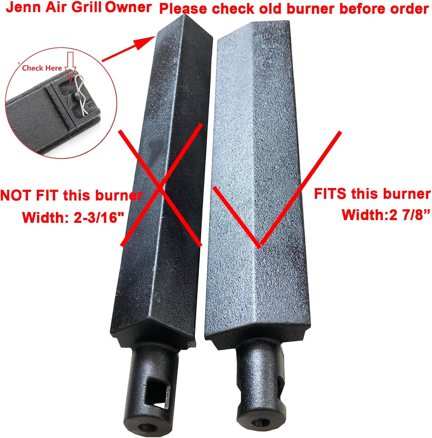 GRILLJOB 15-3/4&ldquo; Heavy Duty Cast Stainless Steel 304 BBQ Grill Burners Bull BBQ Replacement Parts for Cal Flame Aussie Blaze Jenn AIR Thermos Turbo Beefeater image number 2