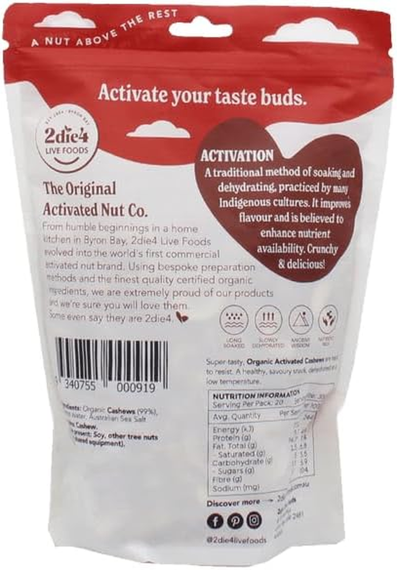 2Die4 Live Foods Activated Organic Cashews 600G image number 2