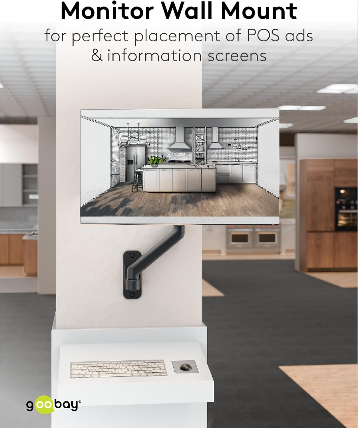 Goobay 70820 Single Monitor Wall Mount 17-32 Inch &ndash; Full Motion Adjustable Arm, Tilt Swivel Rotate, Ergonomic VESA Wall Bracket for Home, and Multimedia &ndash; Black image number 4