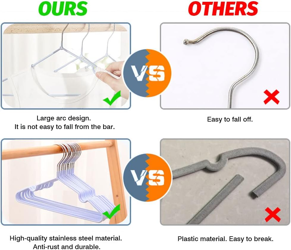 Vivva Non Slip Kids Hangers Not Plastic, [10 Pack] Baby Hangers Stainless Steel Children Cloth Durable for Closet,Perfect Infant Toddler Hanger(Green) - Blue image number 5