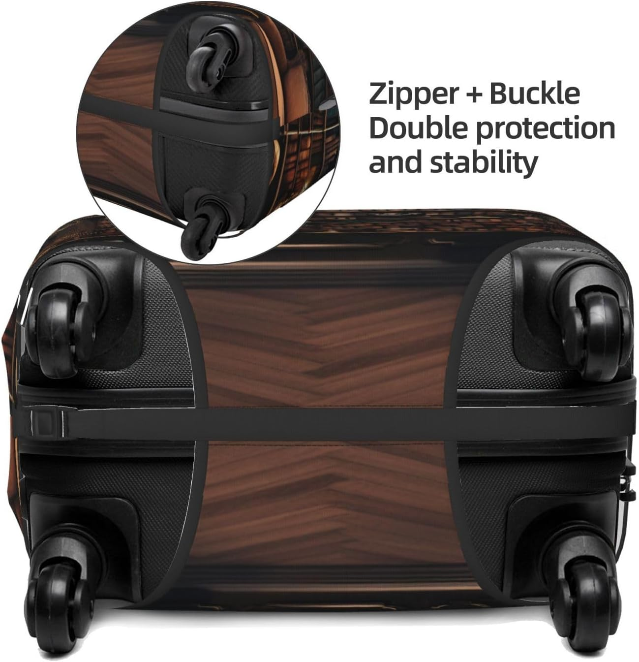 Tamiger Library Bookshelf Print Elastic Washable Baggage Protector Universal Suitcase Cover Travel Luggage Cover, Black, L