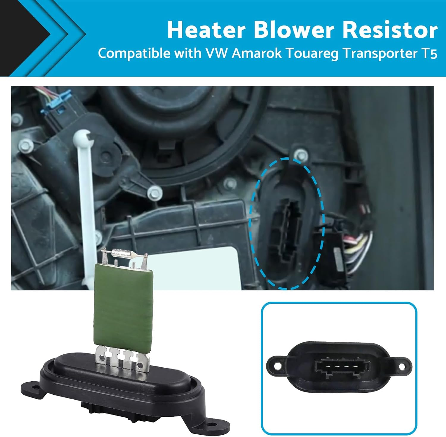 MAX COOL Heater Blower Fan Motor Resistors Suitable for VW Amarok Touareg Transporter T5 7E0959263 image number 2