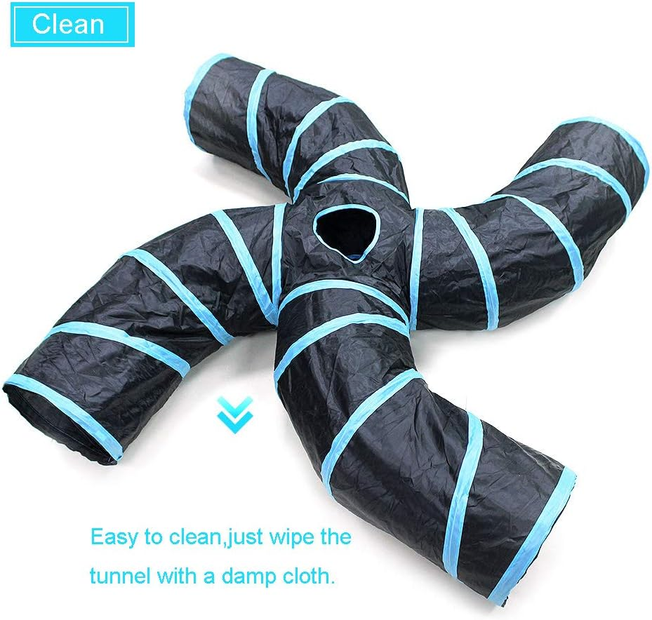 Bemodst S-Type Cat Tunnel, 2 Way/3 Way/4 Way/5 Way Collapsible S-Shape Small Animal Tubes Kitty Tunnels Interactive Maze House Toy with Storage Bag for Kitten Puppy Rabbit Guinea Pig (4-Way) image number 3