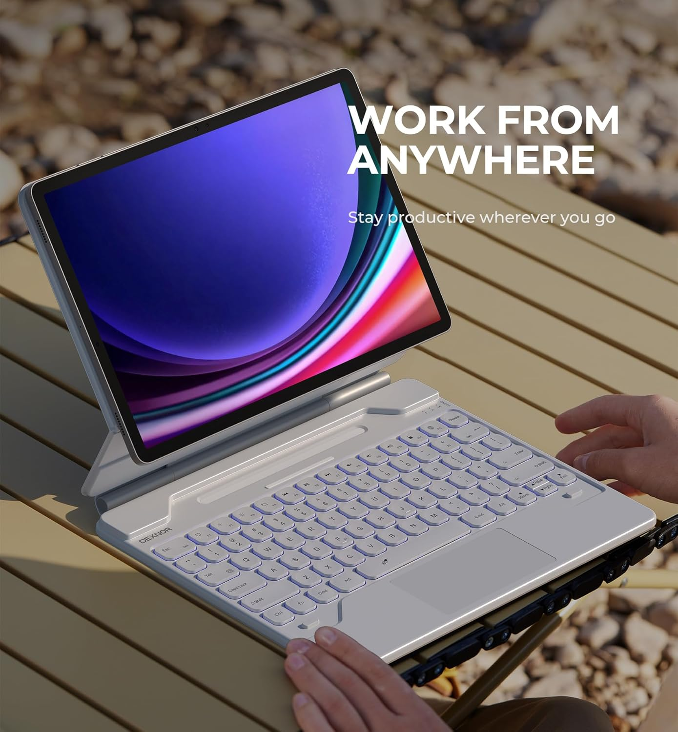 Dexnor for Samsung Galaxy Tab S10+ Plus/S9+ Plus/S9 FE+ Plus/S8+ Plus/S7+ Plus/S7 FE Case with Keyboard Floating Cantilever Magnetic Stand Trackpad Backlit Keyboard Case with S Pen Holder - White image number 2