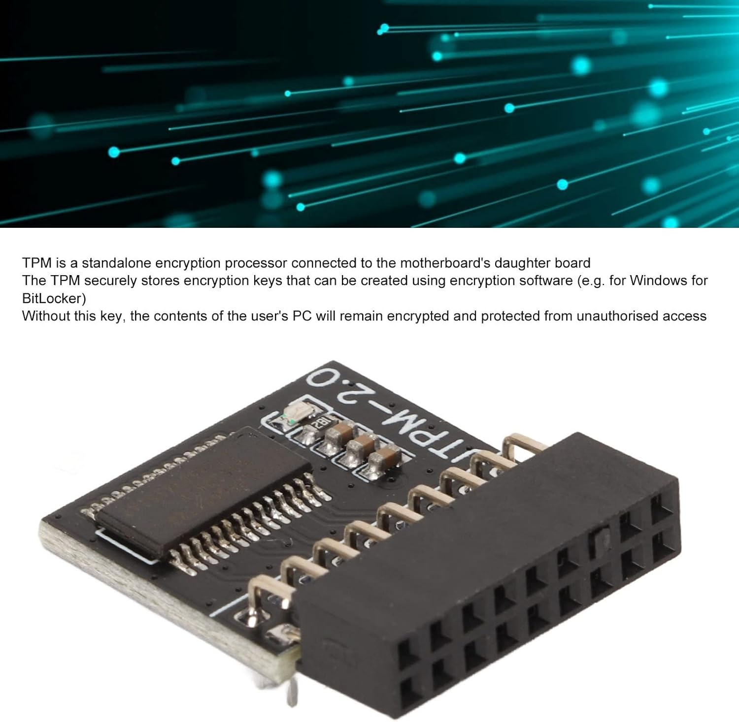 TPM2.0 Module,Secure Storage 18 Pin TPM2.0 Encryption Security Module,Reserved Memory TPM Remote Card,For Motherboards image number 2