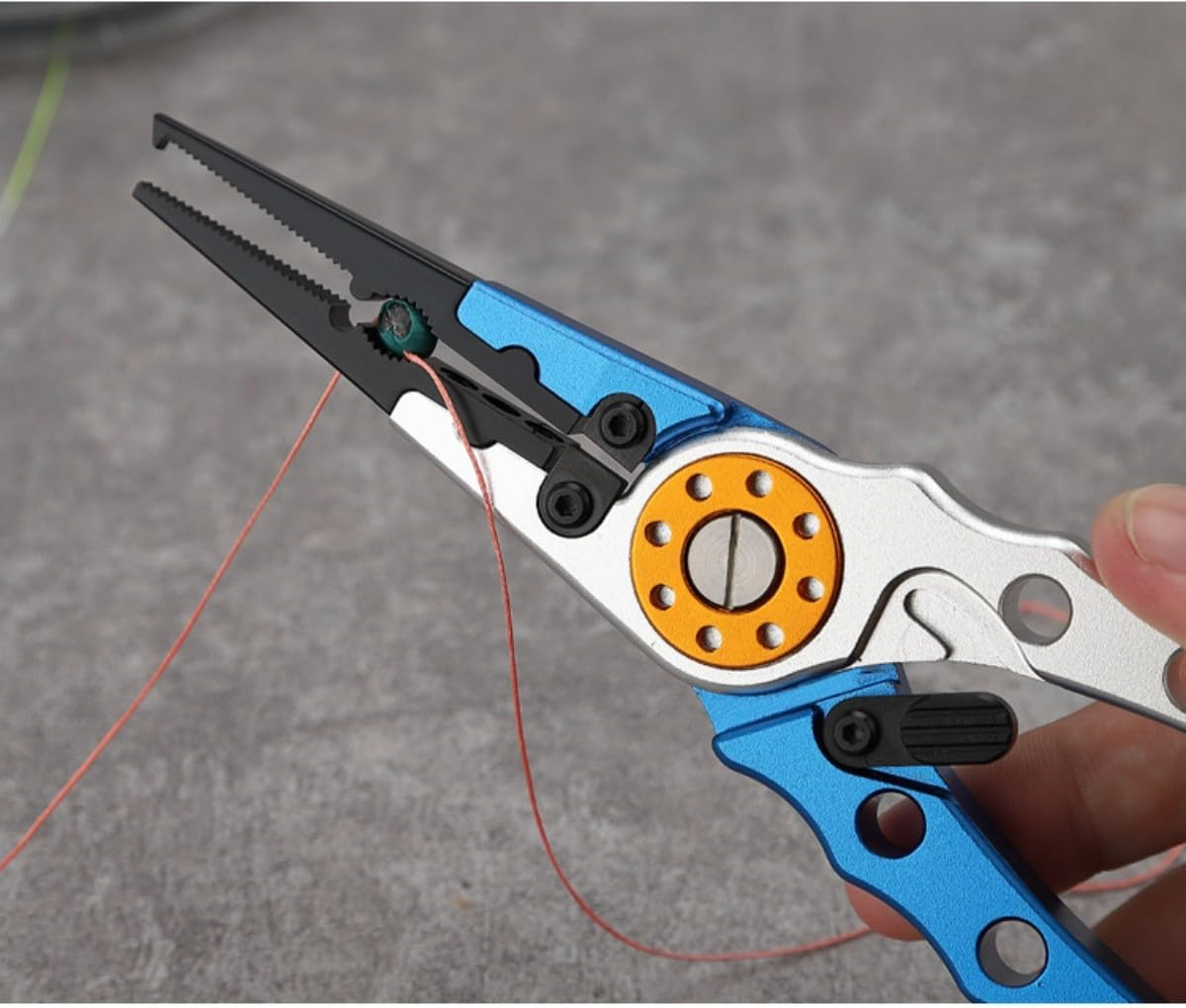 YAOYAOLING Stainless Fishing Pliers,Needle Nose Fishing Pliers,Braided Fishing Line Cutting and Split Ring with Coiled Lanyard and Sheath image number 6