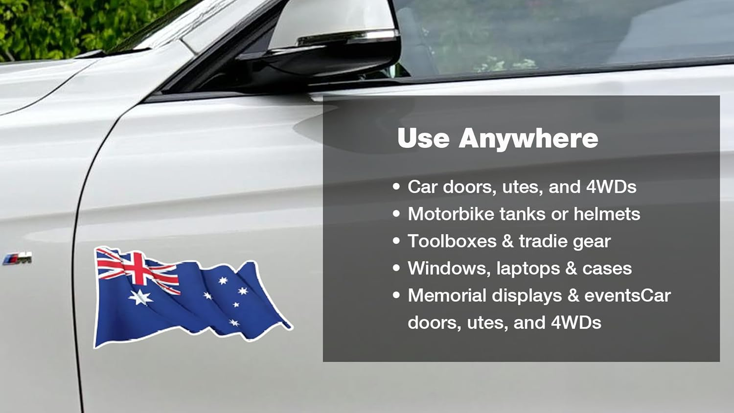 A Pair of Australian Flag Car Stickers &ndash; 30Cm X 15Cm Each Waving Flag Decal | Weatherproof 5-Year Outdoor Vinyl | Bubble-Free Application | Aussie Pride for Cars, Windows, Toolboxes, Laptops image number 1