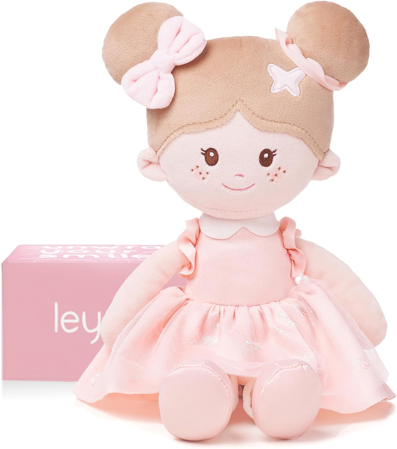 Leyadoll Soft Baby Doll Toys (12''), My First Baby Rag Doll for 1 Year-Old Girl Birthday, Leya Doll Christmas Plush Toys for Toddler Kids Infants -Florabelle-Pink