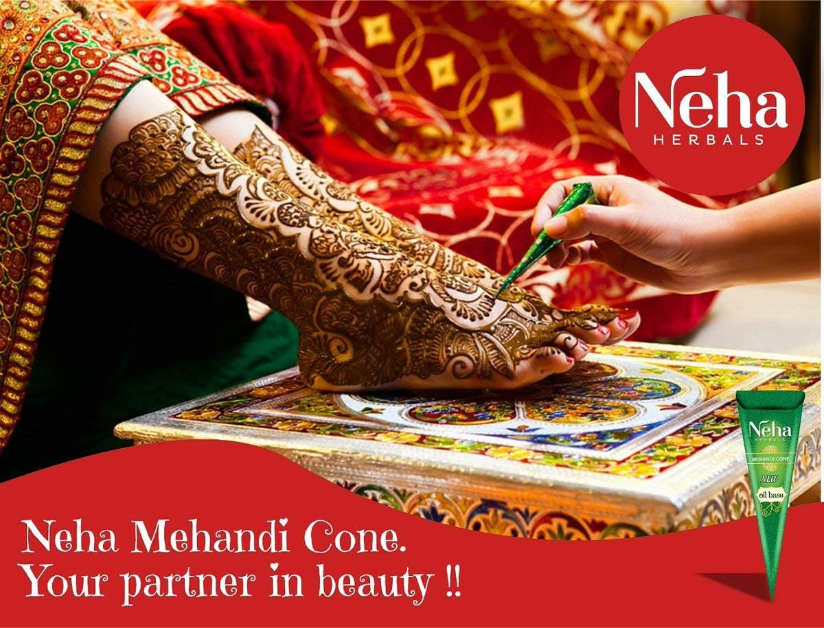 Neha Mehandi Cone Heena Mehandi Hand Design Natural Heena Mehandi (Combo Pack of 12 Cone) image number 1