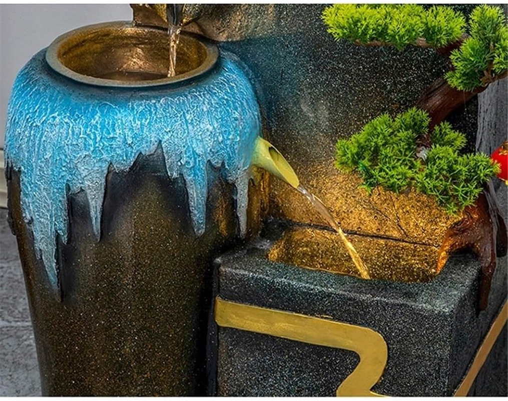 Outdoor Fountain Rockery Flowing Water Fountain Circulating Fish Pond Landscape Decoration Office Courtyard Wealth Attraction Floor(Black) image number 4