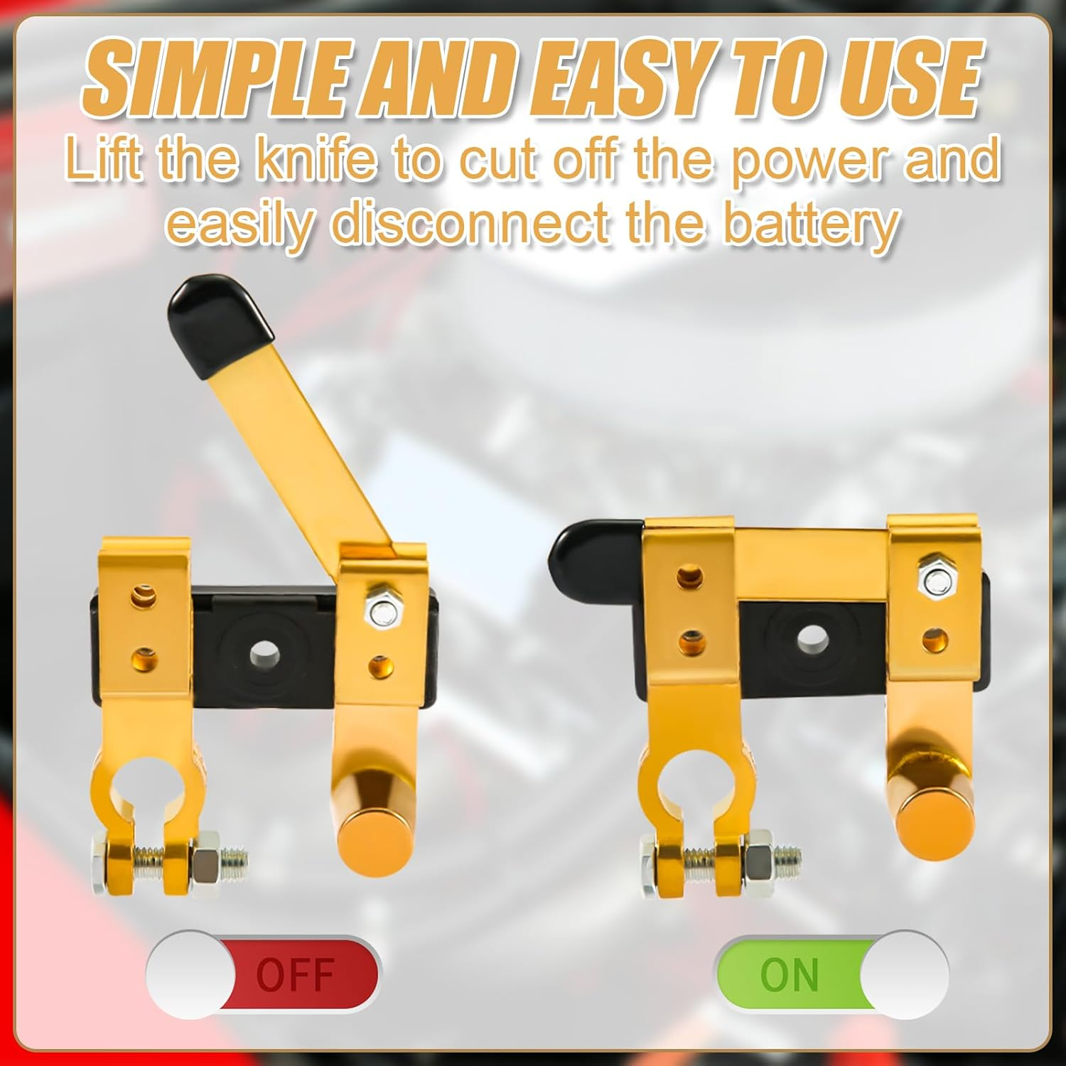 Battery Disconnect Switch, Top Post Knife Blade Master Switch Copper Negative Battery Disconnect Switch 12V 24V Battery Cut off Shut off Switch for RV Marine Car Boat (Horizontal) image number 5