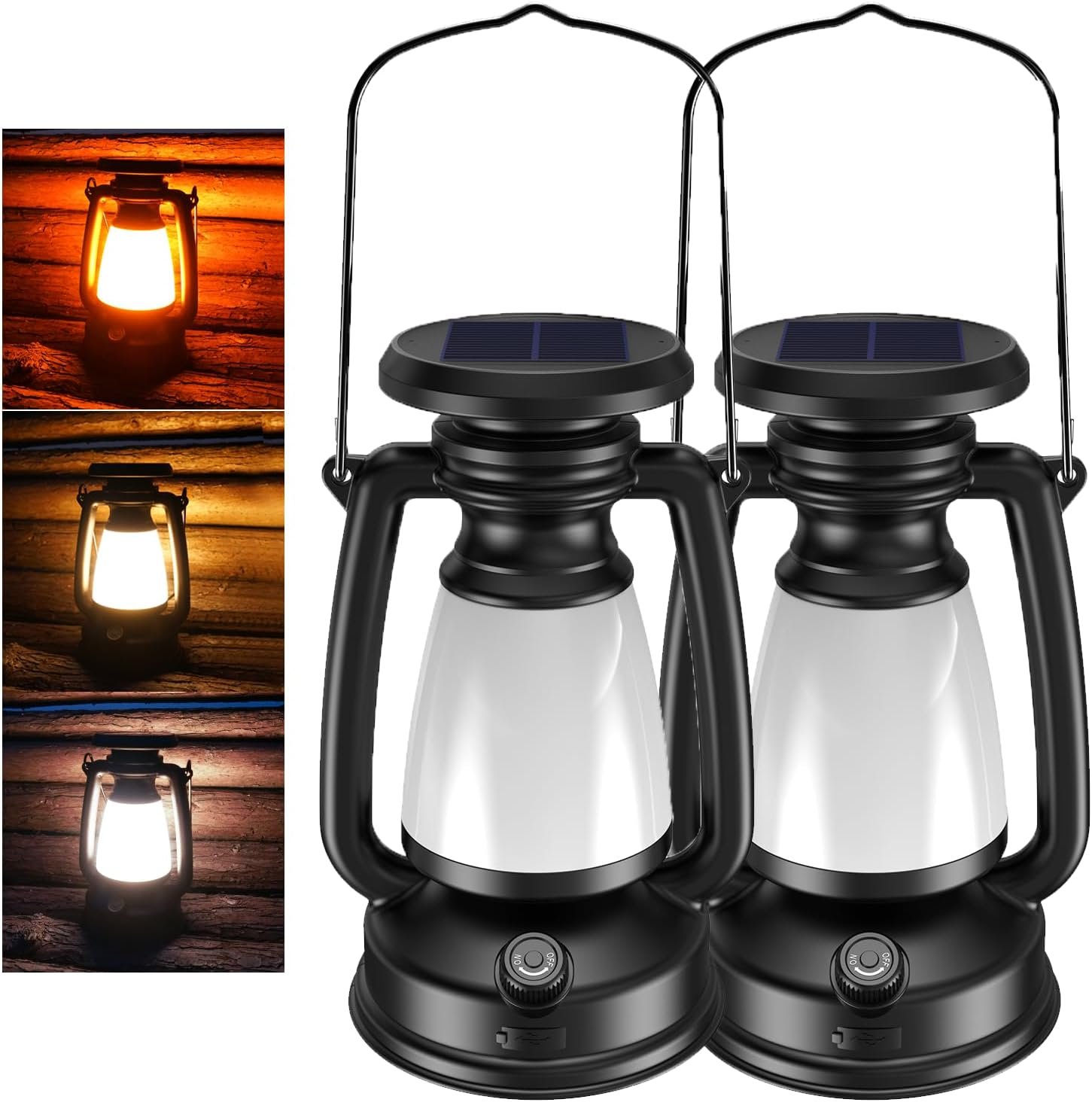 4000Mah Classic Solar-Powered Rechargeable Camping Lantern: Vintage Style for Hiking, Hunting, and Fishing. Brightness Adjustable and Eco-Friendly for Outdoor Adventures. (2) image number 3