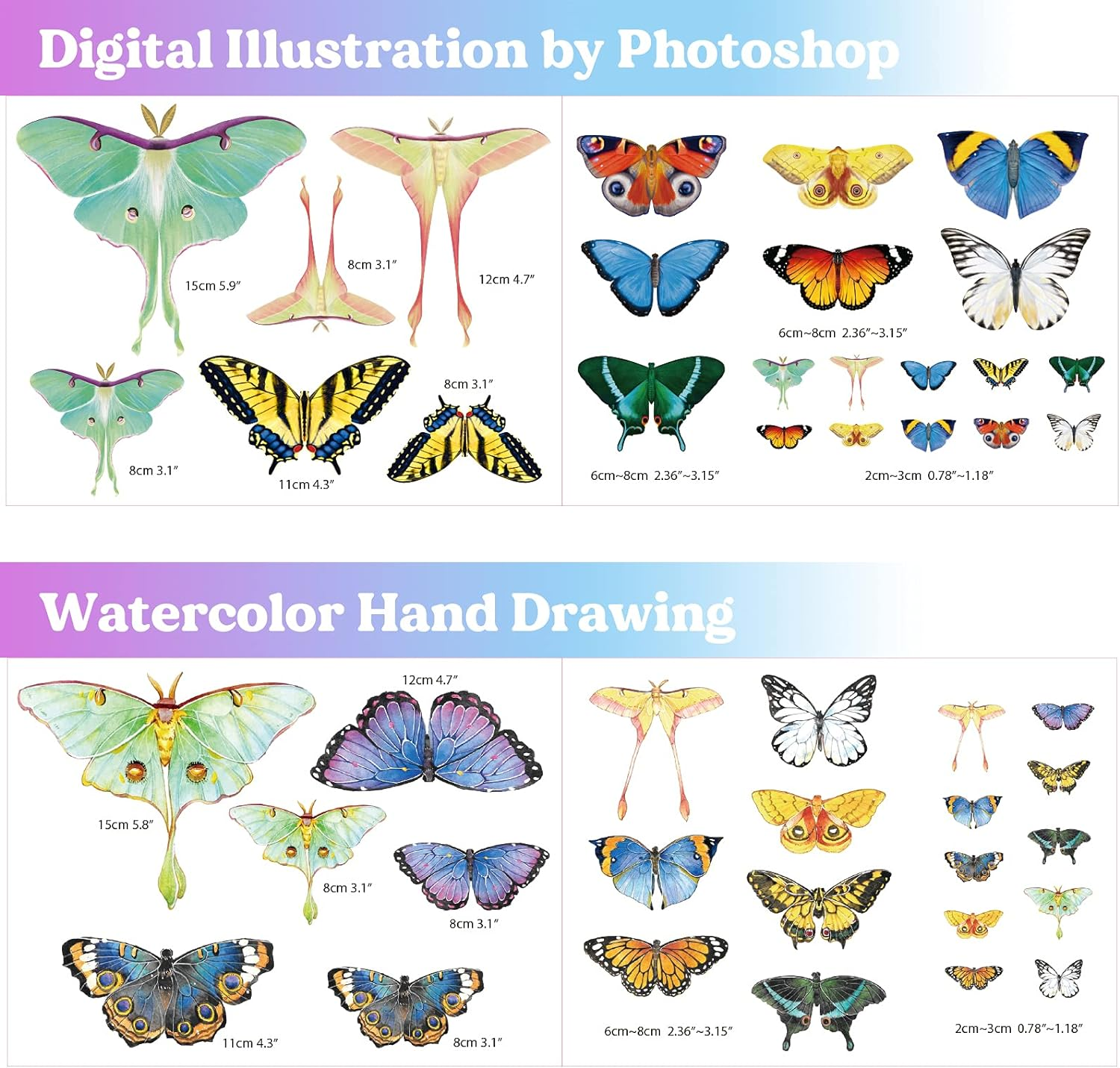 LET'S RESIN Realistic Paper Butterfly Moth,46 Pcs Double-Sided Faux Butterfly,Vintage Floral Decoration,Epoxy Resin Supplies/Accessories for Resin Art,Crafts,Molds image number 4