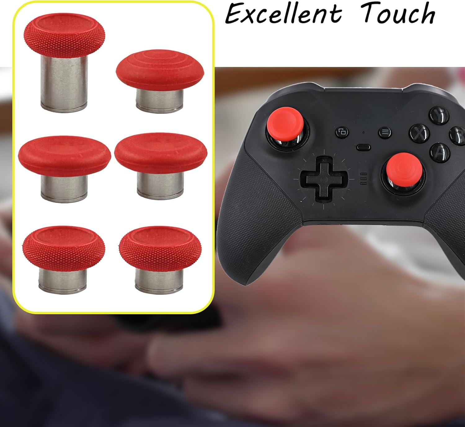 6 in 1 Swap Magnetic Thumbsticks Set for Xbox Elite Series 2 Controller,Replacement Joysticks Parts for Controller Elite Series 2/Elite Series 2 Core Controller(Red) image number 6