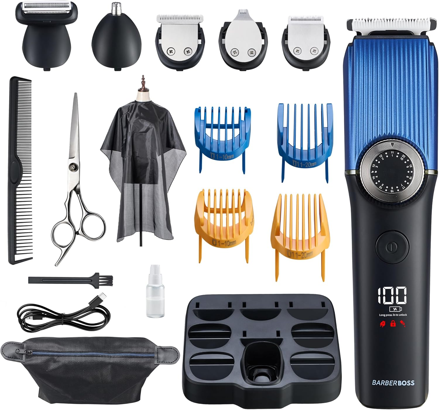 Barberboss QR-6088 Men'S Beard Trimmer, Cordless Hair Trimmer for Men, Care Kits, Waterproof, Nose Hair Trimmer for Men image number 2