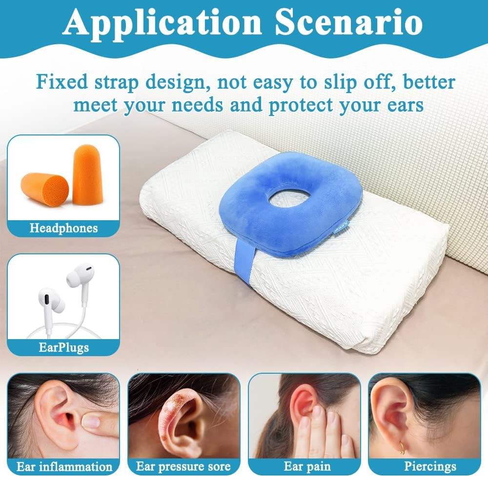 Ear Piercing Pillow with for Side Sleepers with Hole CNH Donut Protector Pillow Ear Pressure Sores Pain Aches Relief Medical Ear Guard Care Pillow Cushion image number 4