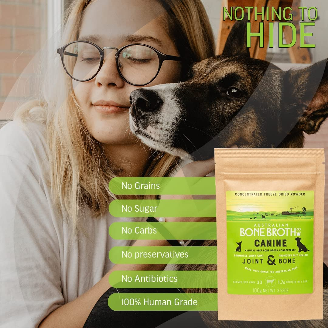 Pet Beef Bone Broth Powder - Protein, Amino Acid Profile. Improve Gut, Joint and Bone Health. Helps Maintain Muscle and Immunity, 100 Grams image number 4
