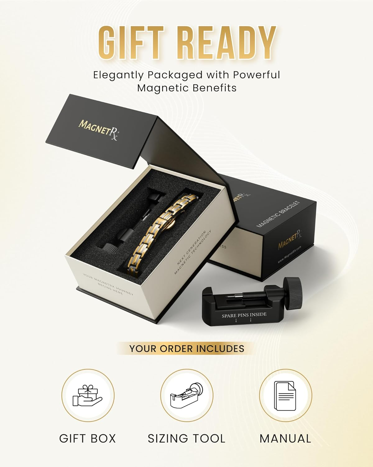 Magnetrx&reg; Women'S Ultra Strength Magnetic Bracelet - Titanium Magnetic Bracelets for Women - Adjustable Length with Sizing Tool image number 3