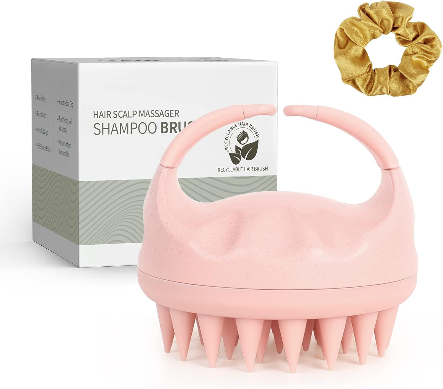 Sndyi Silicone Scalp Massage Brush, Exfoliating & Head Massage, Wet & Dry, Reduces Dandruff, Stimulates Hair Growth, Beige