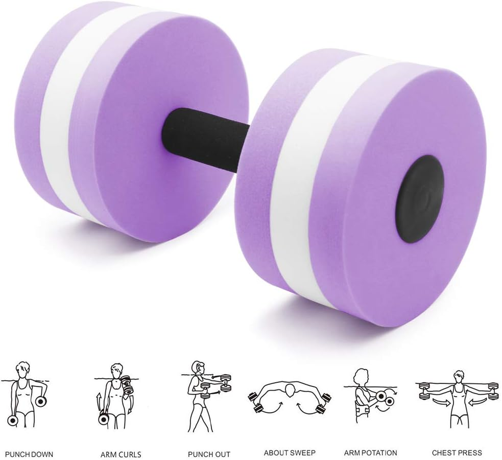Water Dumbbells Aquatic Exercise Dumbells Water Aerobics Workouts 2PCS Foam Barbells for Men Women Water Sports Fitness Tool - Purple image number 6