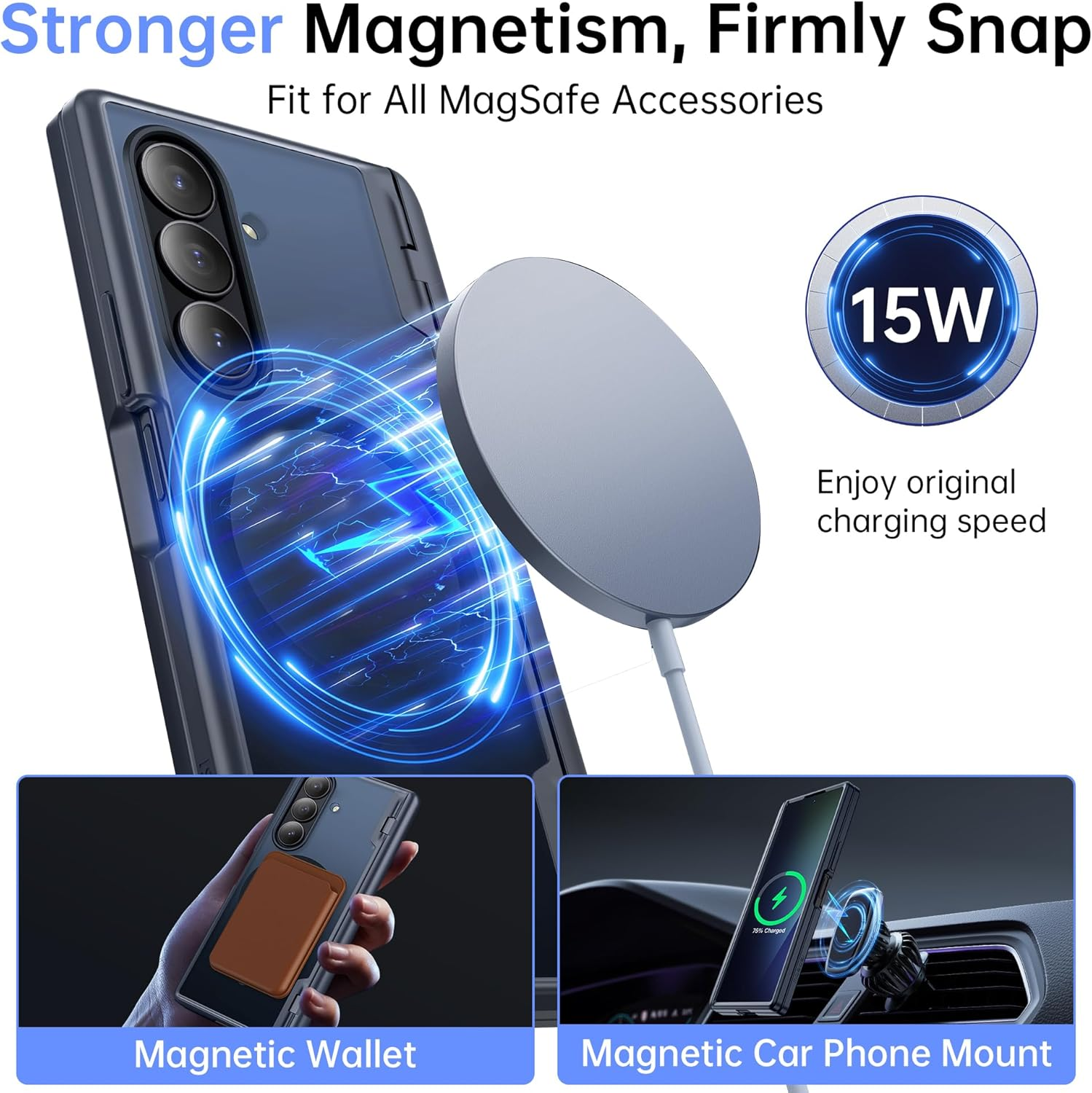 MOBOSI Magnetic for Z Fold 7 Case with Privacy Screen Protector, Compatible with Magsafe, Full-Body Coverage Hinge Protection, Shockproof Rugged Slim Phone Case for Samsung Galaxy Z Fold7, Black - Gray image number 7