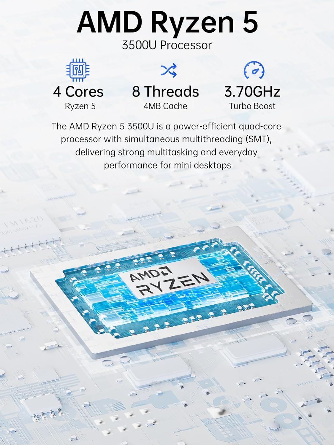 Gmktec Mini PC AMD Ryzen 5 3500U (Beats N150) 16GB RAM 512GB SSD 2.5Gbe NIC LAN Office Home Desktop Computers, Triple 4K Display, Wifi, BT, USB-C, DP Nucbox G10 image number 4