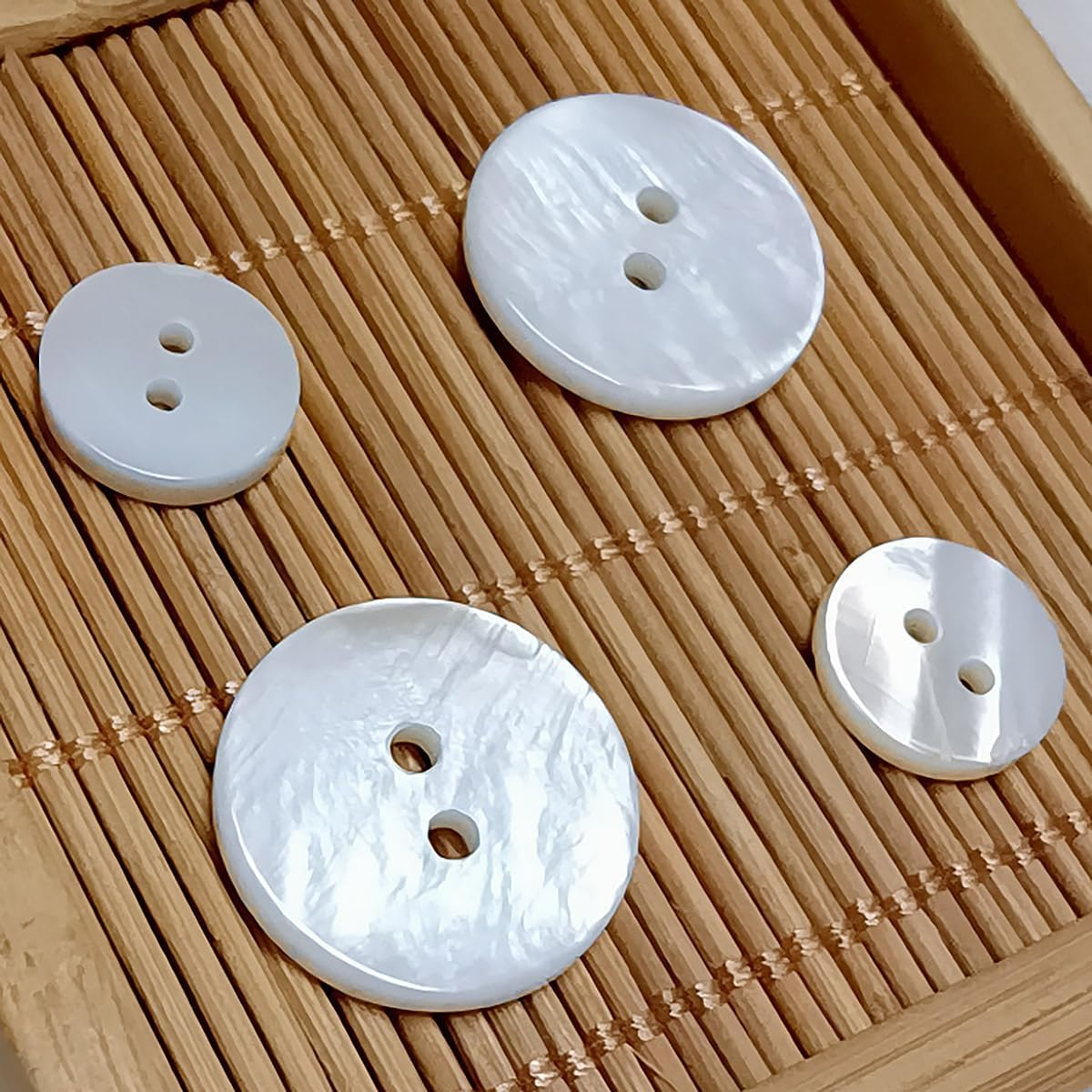 AIMALL Natural Shell Buttons - 20PCS round Two-Hole White Buttons for Shirts, Knitwear, and Crafts - 9 Sizes from 9Mm to 25Mm image number 3